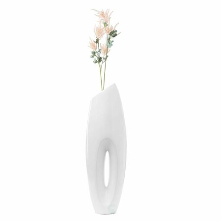 COLOCAR 29.5 x 10 x 8 in. Modern Metal Large Floor Vase, White CO2641907